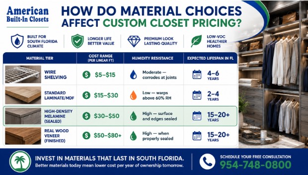 How Do Material Choices Affect Custom Closet Pricing?
