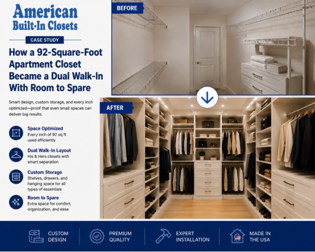How a 92-Square-Foot Apartment Closet Became a Dual Walk-In With Room to Spare