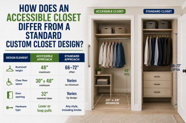 How Does an Accessible Closet Differ From a Standard Custom Closet Design?